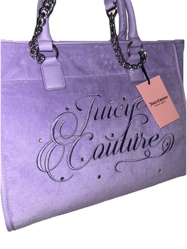 Juicy Couture Lavendel Lila Diamant Strand Couture Beuteltasche Groß Neu mit Etikett - Bild 2 von 4
