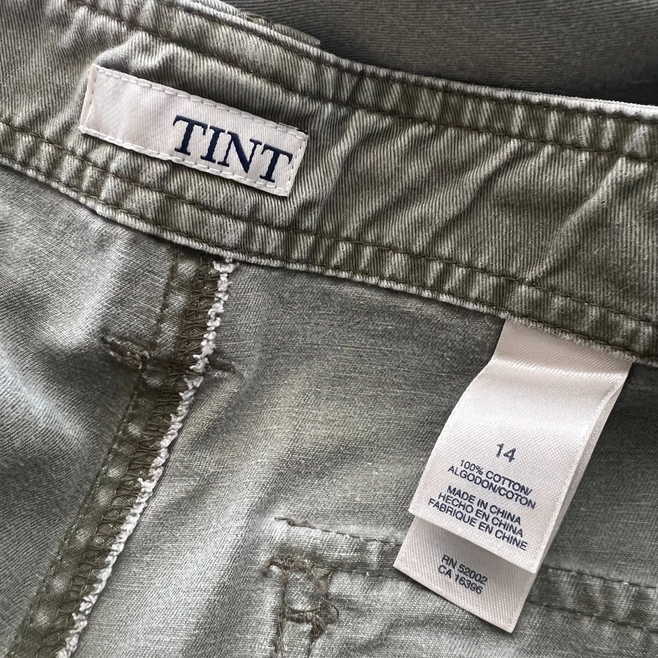 Jeans Tint Bootcut para mujer 14 verde denim bordado floral tiro alto Y2K grunge Foto 3 de 4