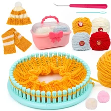Knitting Loom Kit for Beginners, Craft Toy, Yarn, Knit Hat Scarf, Gift, Storage