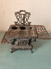 Vintage Crescent Miniature Cast Iron WoodStove W/Sides  Back-Very Good