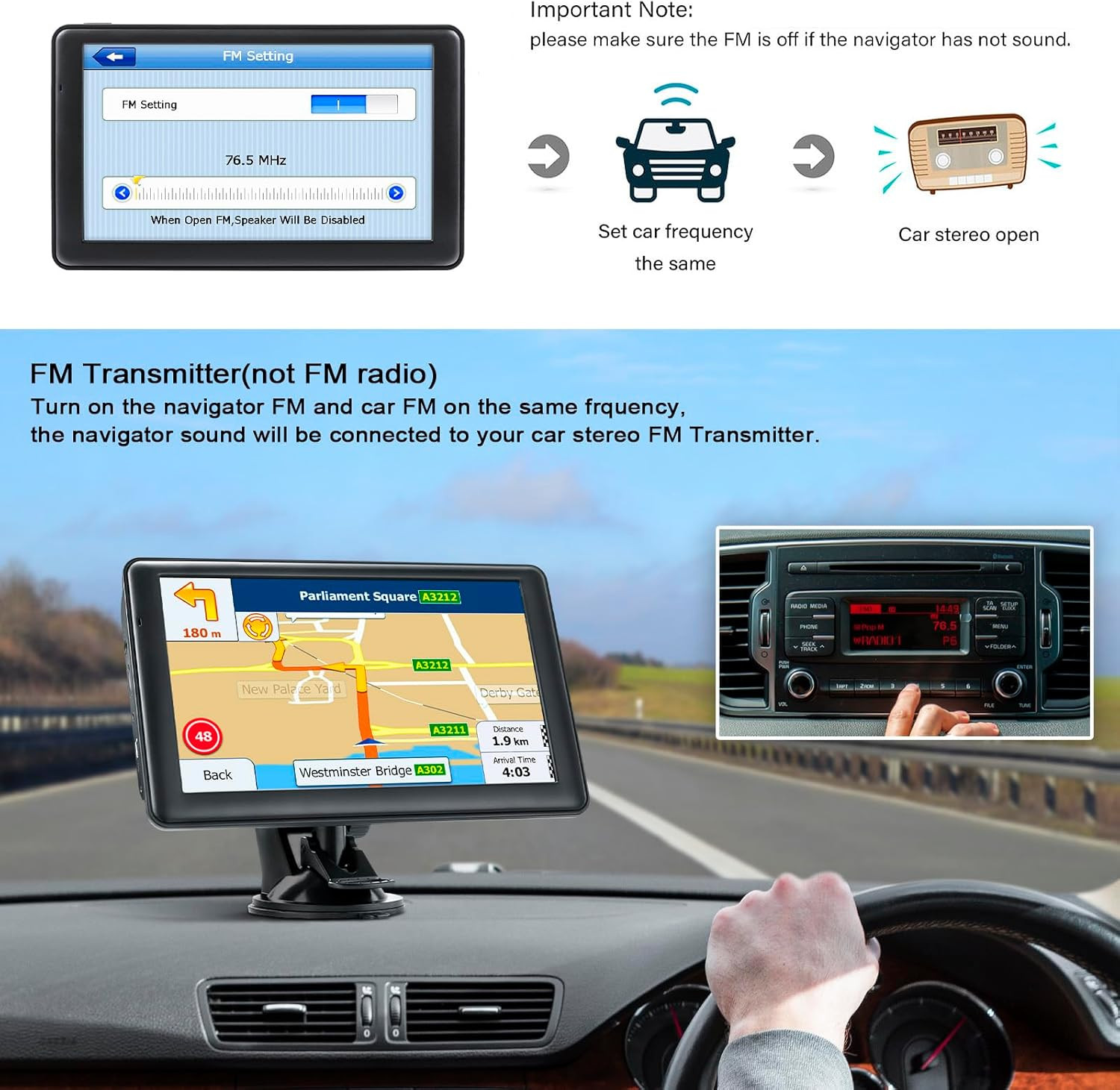 GPS Navigator for Car Truck, GPS Commercial Drivers 2024 Trucker GPS for Semi T