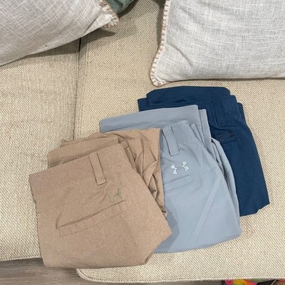 Under Armour Mens Match Play Golf Pants Bundle 36x30(28) Tan Grey Navy 1248089