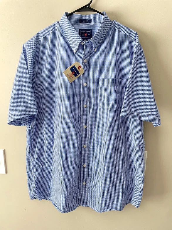 Saddlebred Men s Short Sleeve Button Down Shirt Blue White Size