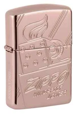 Zippo Limited Armor Engraved Script Collectible High Polish Rose Gold 48768