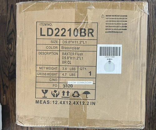 Living District LD2210BR Baxter 1 Light 10 inch Brass Flush Mount Ceiling Light - Picture 2 of 2