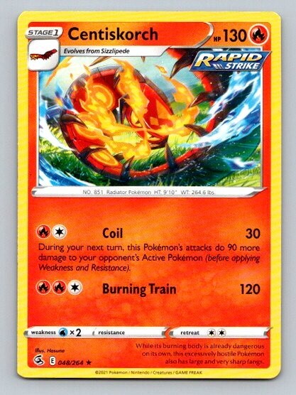 2021 Pokemon Card Fusion Strike Centiskorch 48/264