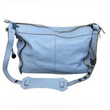 Rabeanco - Women’s Large Cross Body Messenger Satchel- Light Blue- 100% Leather