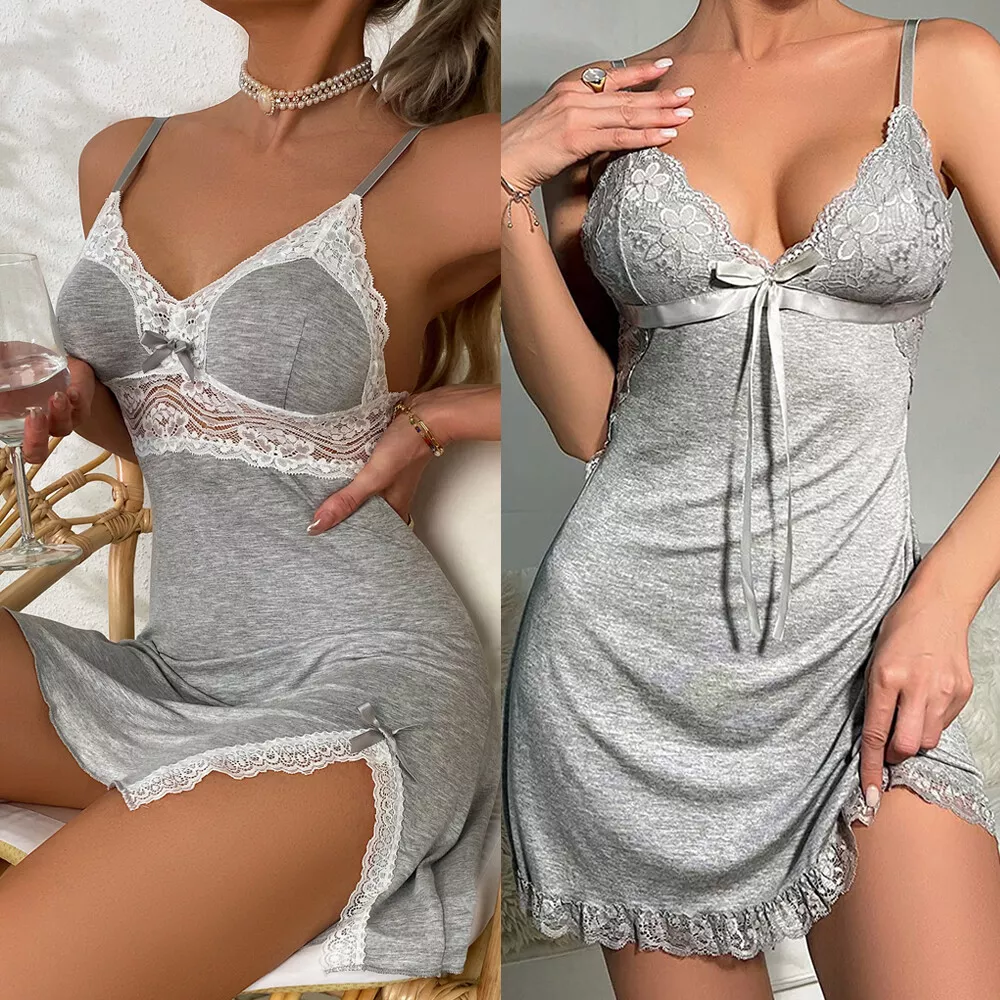 Women Sexy-Lingerie Sleepwear Cotton Babydoll Night Dress Lace