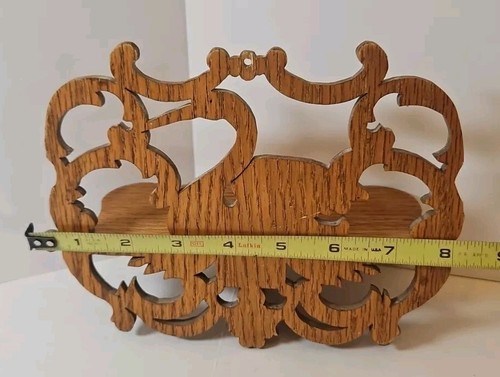 Vintage Detailed Swan Goose Scroll Work Shelf Oak Wood Ornate 1950's 6"Tx8"Wx3"D - Picture 7 of 8