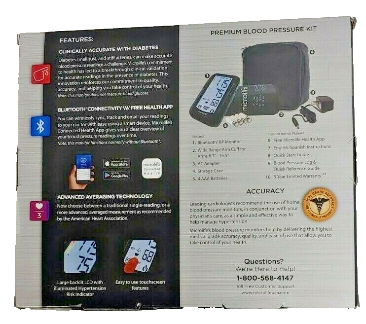 Microlife Premium Blood Pressure Monitor Kit Bluetooth BP3GY12N eBay
