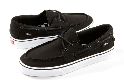 vans zapato del barco black and white