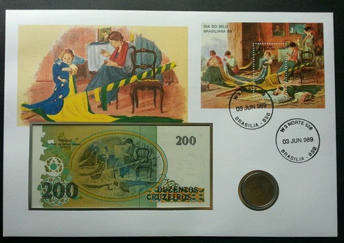 [SJ] Brazil Peter Bruno Painting Homeland 1989 FDC (banknote coin cover) - Picture 1 of 10
