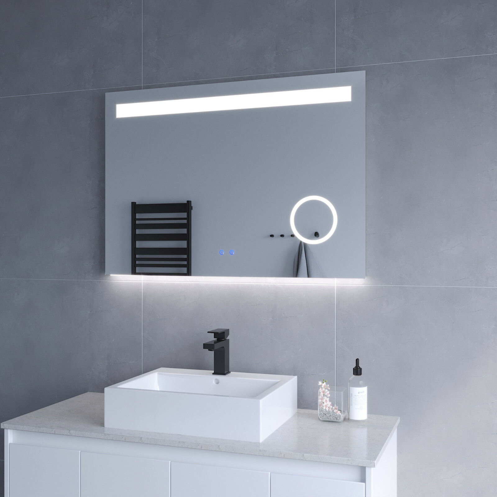 Yeelait LED-Badezimmerspiegel Mit Anti-Beschlag – Goldener Rahmen, Dimmbar, Vorn & Hinten Beleuchtet