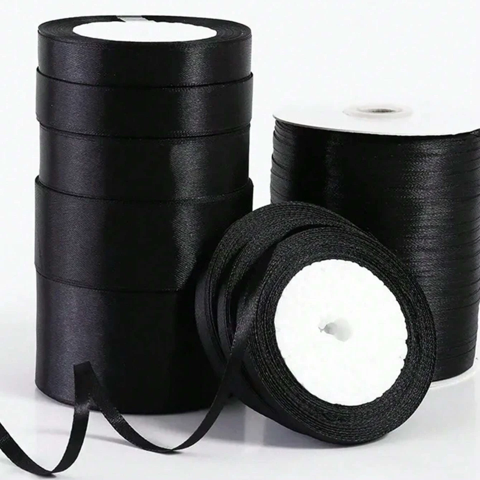 Cinta de satén de 25 yardas cinta de tela maciza para envolver regalos decoración de fiestas Foto 3 de 4