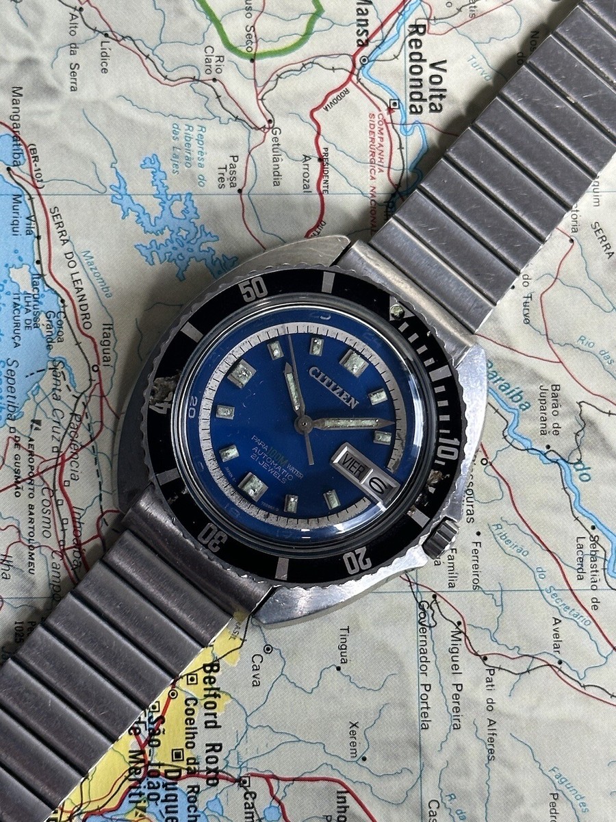 Citizen 67-5776 Diver Vintage Blue Mens Original Preserved Working Automatic