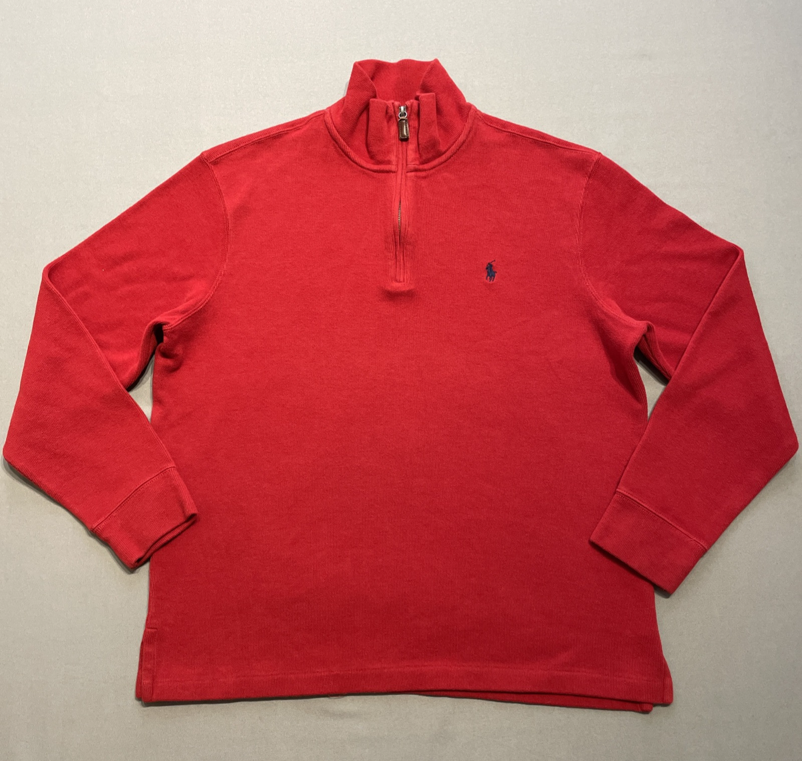 Polo Ralph Lauren maglione uomo grande rosso blu pony maglia quarto zip felpa