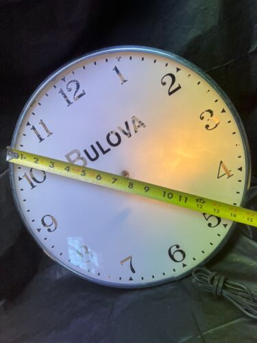 Antique Vintage Bulova Lighted Wall Clock 14" Face