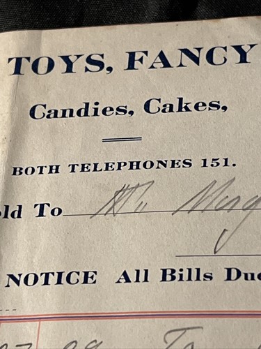 Vintage 1912 PARGNYS Henderson Kentucky EISKUCHEN SÜSSIGKEITEN ausgefallenes SPIELZEUG Geldscheinkopf - Bild 6 von 7