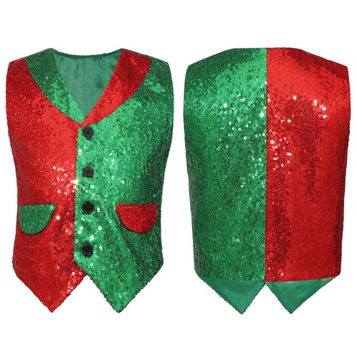 Kids Crop Coat Christmas Santa Elf Waistcoat Latin Disco Dance Short Jacket - 第 26/49 張圖片