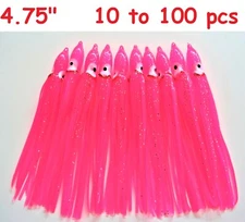 10 to 100 pcs 4.75'' Hot Pink Hoochie Squid skirts Octopus Trolling Fish Lures