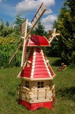 Norddeutsche Windmühle 1,25m mit Beleuchtung Solar kugelgelagert für den Garten
