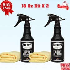 CAR GUYS Super Cleaner, Leather Car Seat Cleaner, Stain Remover,  18 Oz+Towel X2