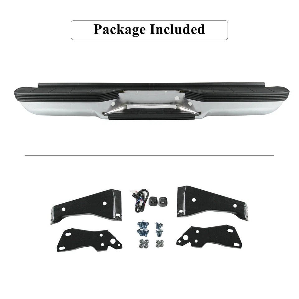 Chrome Steel Rear Bumper For 1988-00 Chevrolet C1500 C2500 K1500 K2500 Fleetside Foto 2 de 4