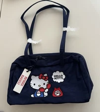 BAGGU Hello Kitty Sanrio Embroidered Nylon Bowler Bag New Baggu Navy