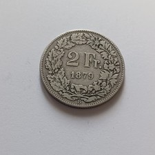 Silver Coin Svizzera 2 Franchi Helvetia  1879 Ag 835 G 10 Lotto Argento 276