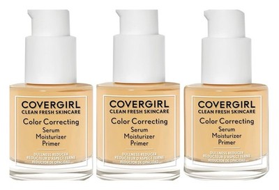 3 PK COVERGIRL Clean Fresh Skincare Serum Primer and Moisturizer MEDIUM 1.0 oz