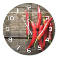 Dekorative Runde Wanduhr Aus GehäRtetem Glas Chilischoten WeißE Zeiger Fi60 Cm