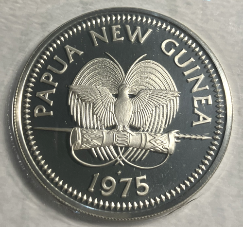 elf Papua New Guinea 10 Kina 1975 Silver Proof   Bird of Paradise - Picture 2 of 2
