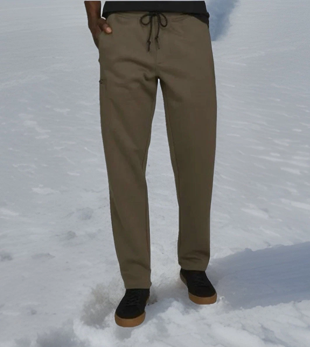 Weatherproof Vintage Men’s Cargo Sweatpant Olive Green Jogger Lounge Zip Pockets