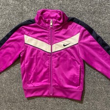 Nike Jacket Girls 4 Fuchsia Pink Track Full Zip Athletic Warm Up Swoosh