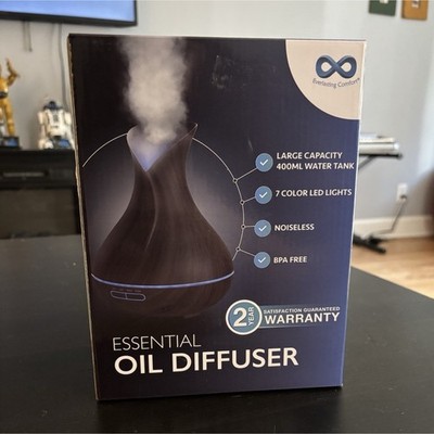 Everlasting Comfort 400ml Essential Oil Diffuser Dark Wood 7-Color LED