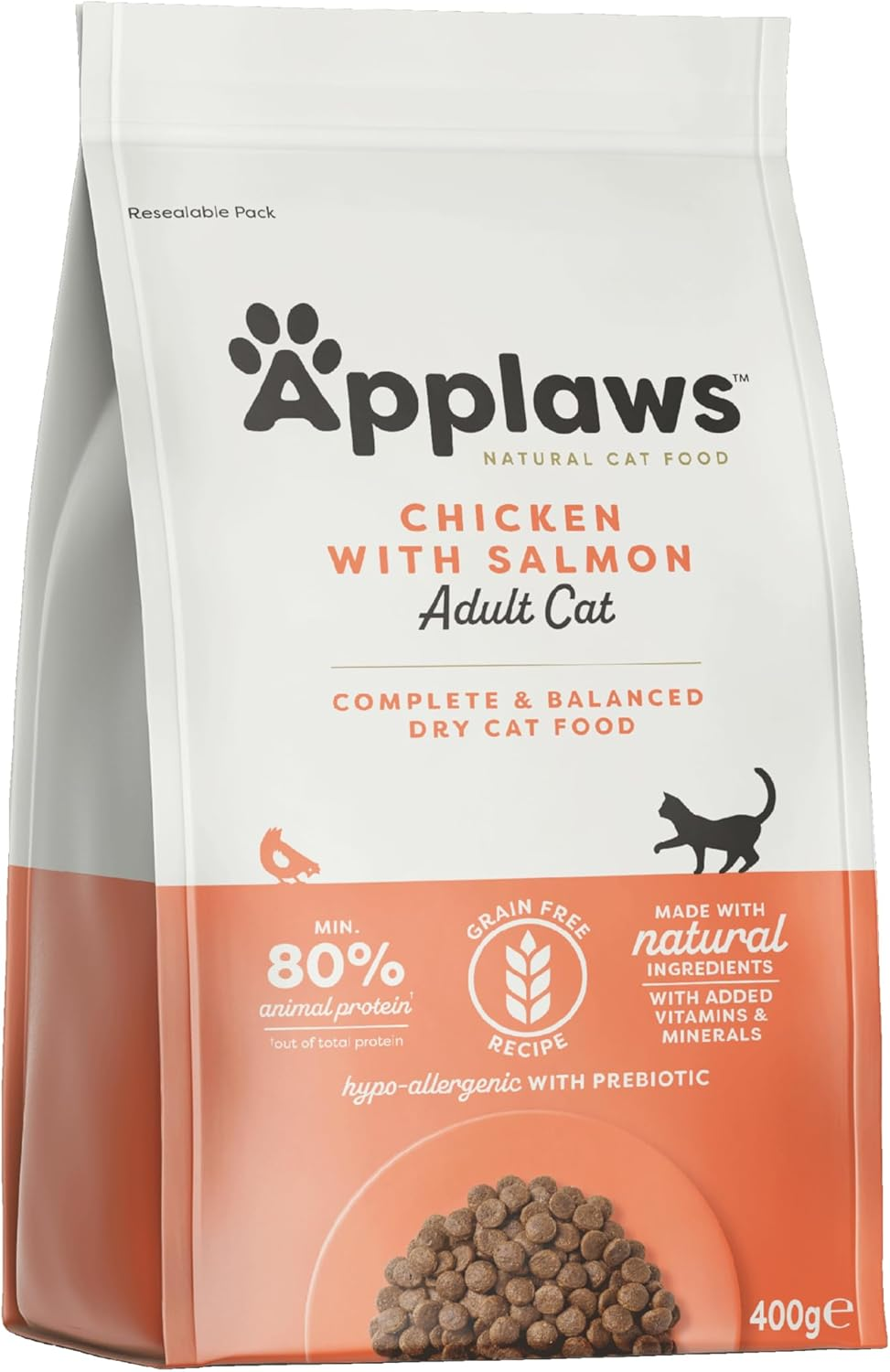 Applaws Complete and Grain Free Adult Dry Cat Food, Chicken with Salmon 1 x 400g