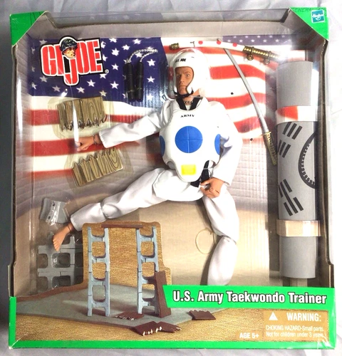 Vintage 2002 Hasbro GI Joe U.S. Army Taekwondo Trainer, New In Box, 12"w/ access