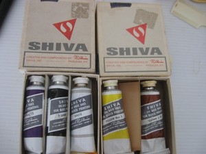 Vintage USA Made SHIVA Block Printing INK Oil Base Metal Tube-5 tubes