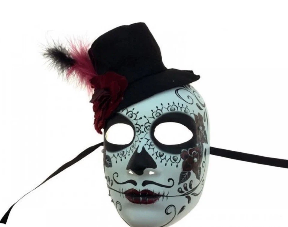 Day of the Dead Half Mask - Male - Costume Accessory - Adult Teen - Image 3 of 4