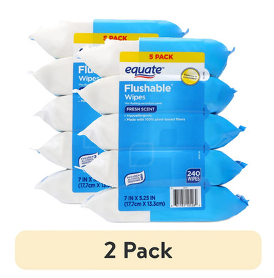 Equate Flushable Wipes Fresh Scent 10 Packs of 48 Wipes Total 480