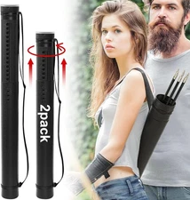 2 Pack Adjustable Arrow Case Archery for Hunting Crossbow Quiver Hold black 
