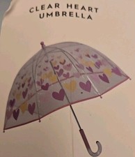 Laura Ashley Girls Clear Heart Dome Umbrella 17 in Plastic LGZ19000-K