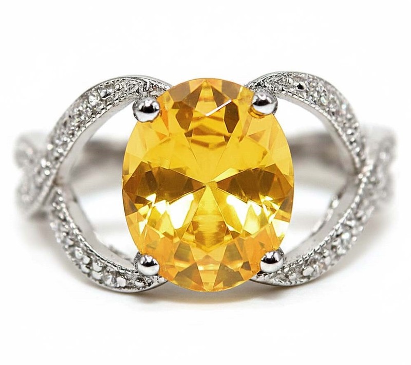 4CT Heat Treated Yellow Topaz 925 Solid Sterling Silver Ring Sz 8 