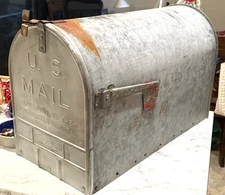 VTG HUGE BIG 23"X15" Jackes Evens Galvanized Mailbox Rural Farmhouse Rustic Farm