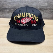 Vintage Detroit Red Wings Hat Cap Snap Back Black 1998 Stanley Cup Champions NHL