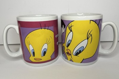 Vintage 1998 Tweety Bird Mug Set Of 2 Looney Tunes Coffee Cup Warner Brothers 