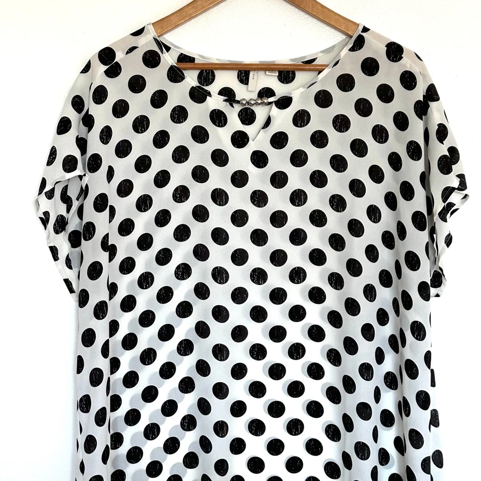 Camisa Top Cato Para Mujer Talla 14/16W Negra Blanca Lunares Transparente Foto 3 de 4