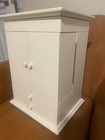 White Wood Jewelry Box w/ Mirror, Lined Blue Velvet Interior, 11 in, 25+ Pieces — photo 8