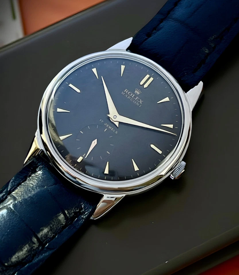 VTG ROLEX MARCONI JUMBO BLACK DIAL NICKEL PLATED CASE 37,2mm DIAMETER FROM 1930 - Image 3 of 4