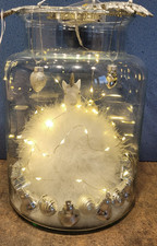 Einhorn mit Federn im Glas LED Figur B&uuml;ste Keramik 20x25cm weiss  Deko Fantasy